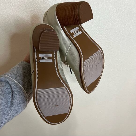 Toms Lunata Brushed Gold lace up ankle boots booties 9 - Picture 6 of 9